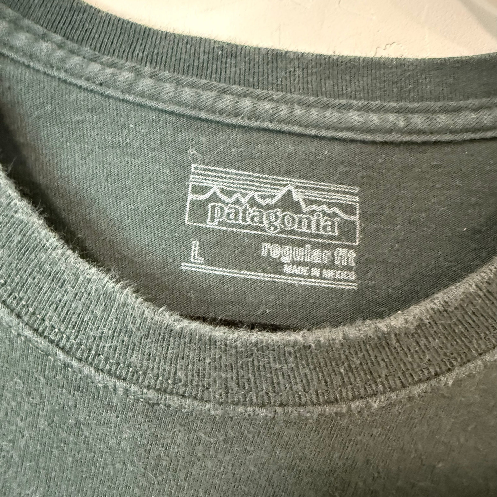 Patagonia Men's Shop Sticker Long-Sleeve Tee Graphic Logo Dark Green Large gallery