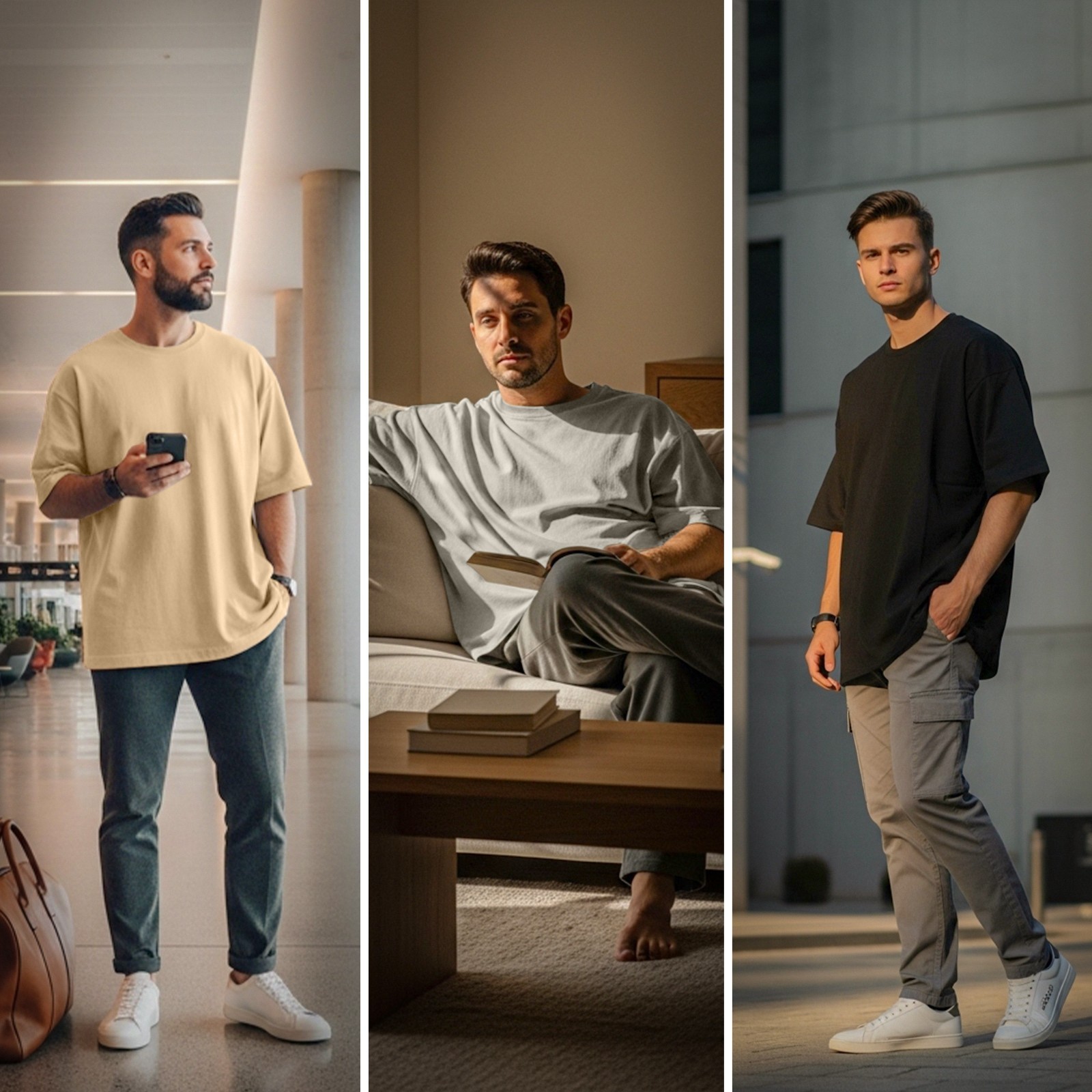 Plain Oversized T-Shirt | Men’s 100% Organic Cotton Loose Fit Hip Hop Casual Tee gallery