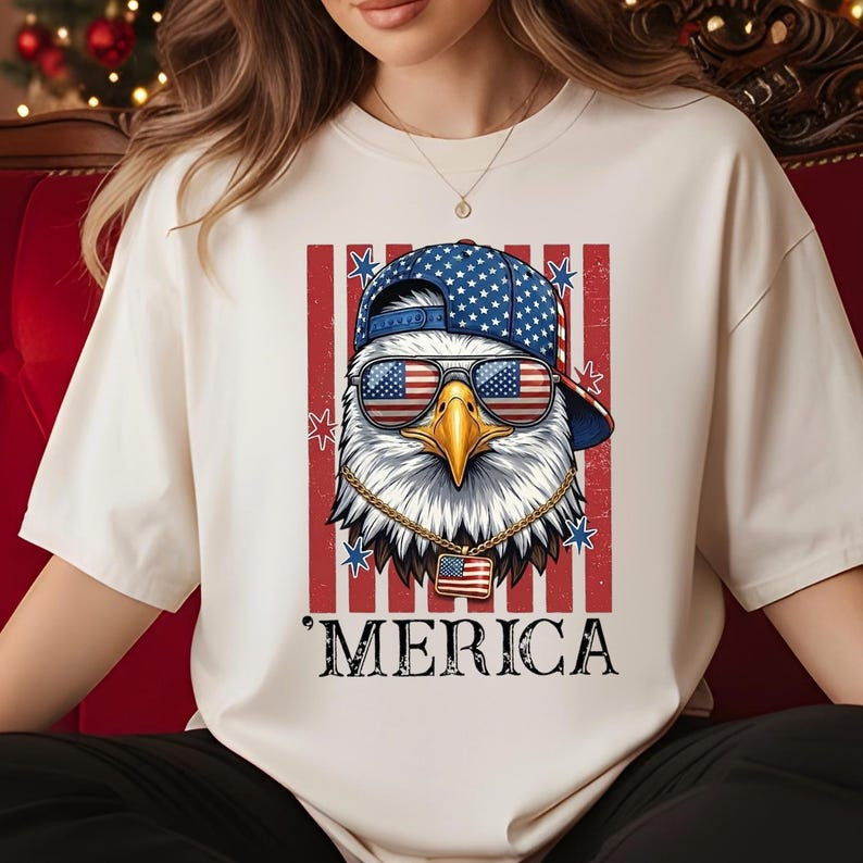 Funny Merica Eagle Shirt Patriotic USA Flag Independence Day Graphic Tee gallery