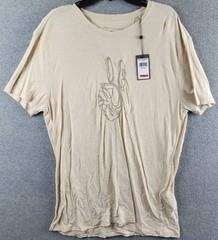 John Varvatos Linen Blend Cording Peace T-Shirts Men XL Twine Crewneck Pullover