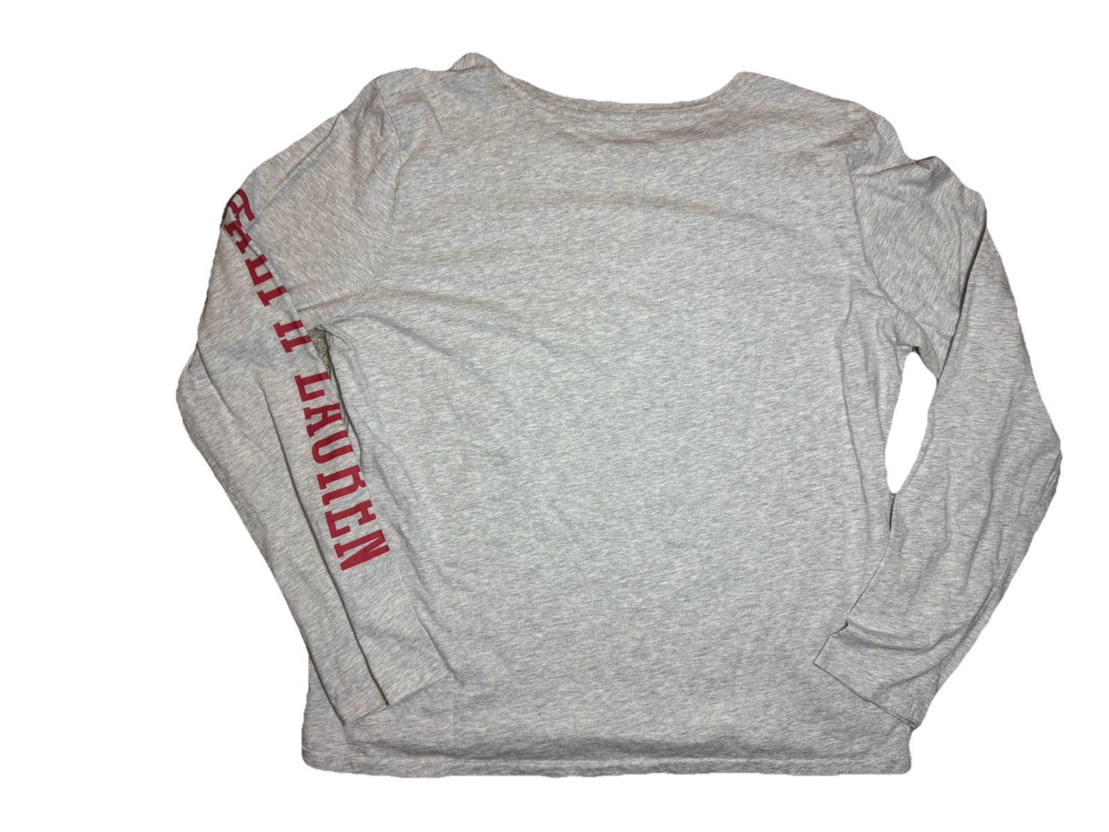 Polo Ralph Lauren Long Sleeve Tee Shirt Spellout Logo Embroidered Sz XL Gray gallery