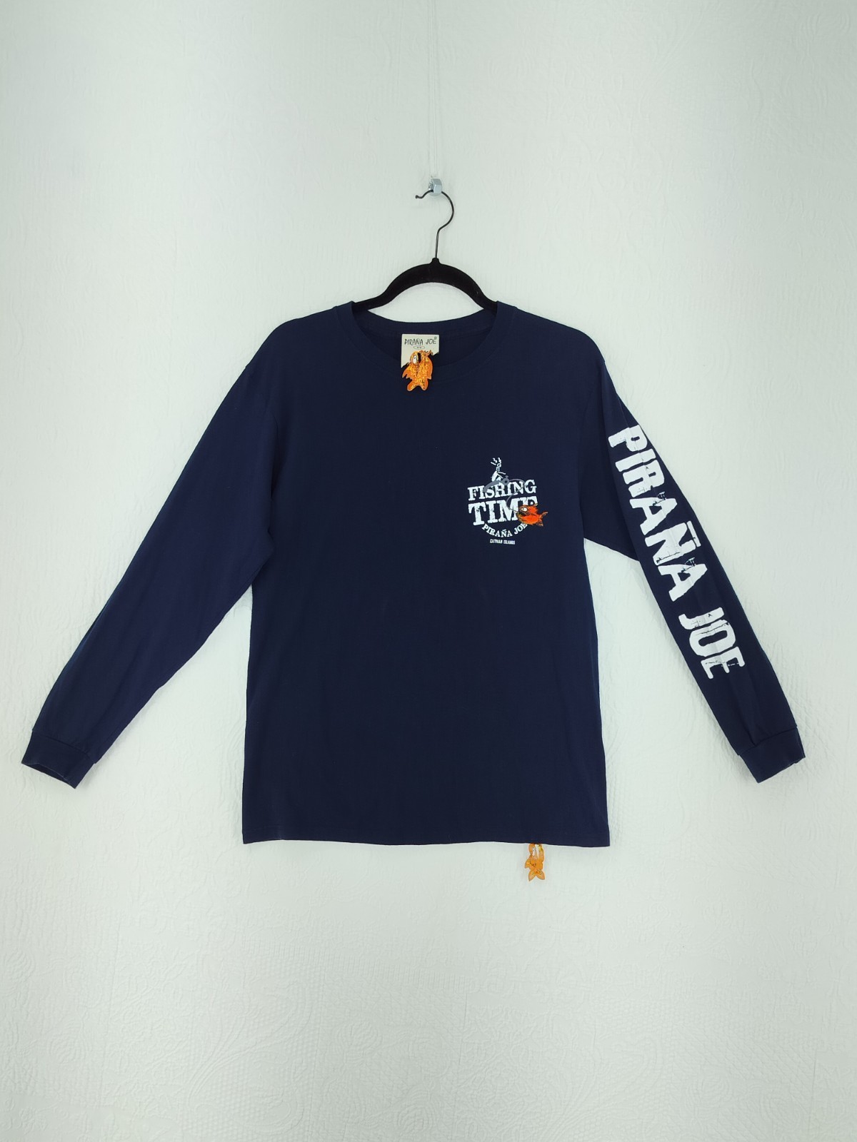 Pirana Joe Fishing Time Cayman Islands Shirt Youth Medium Blue Beach 2192