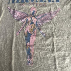 Nirvana Band Tee distressed Tan XL Live 93 In Utero Tour T-Shirt Concert Mens