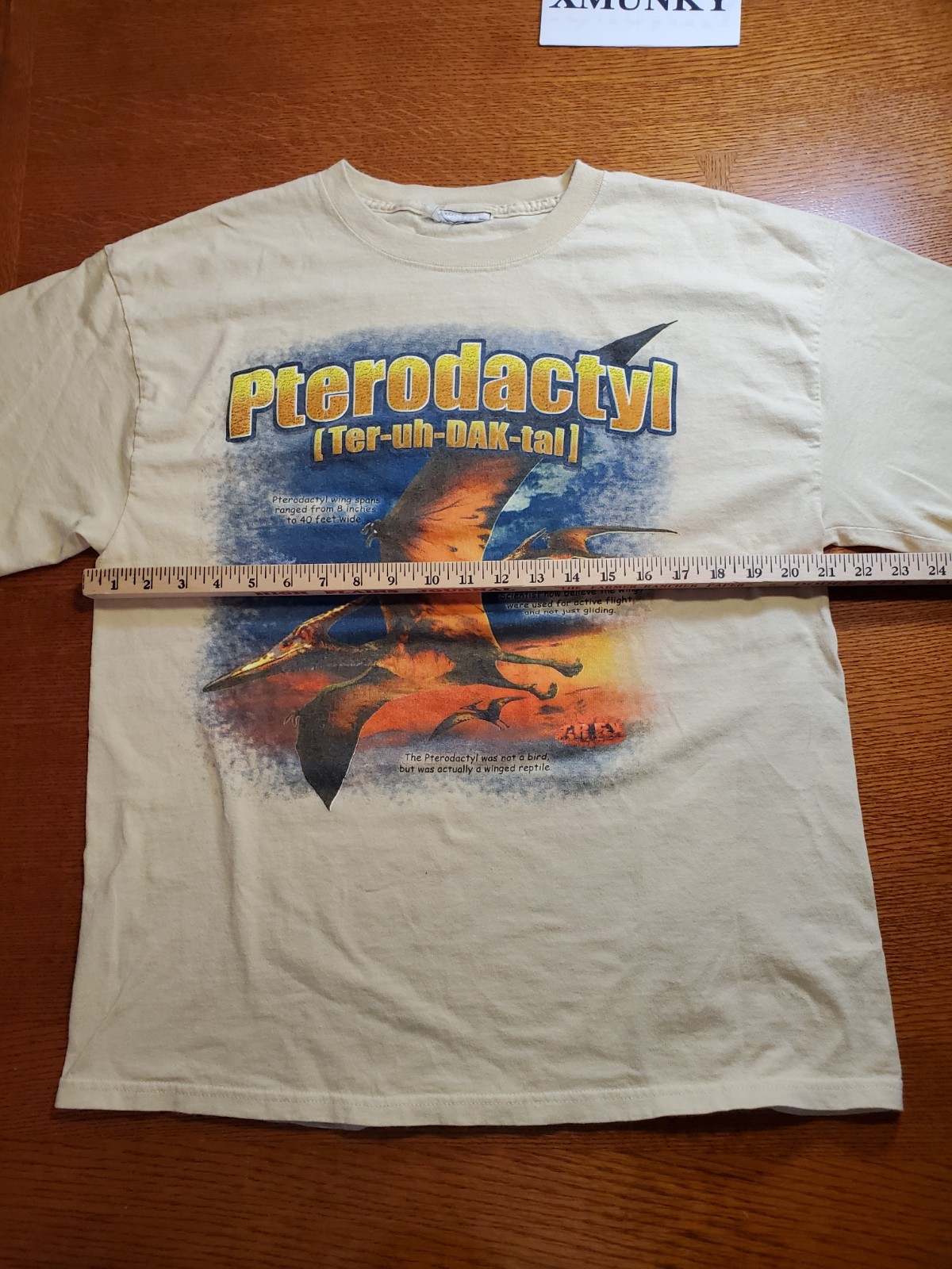 Vintage Pterodactyl Dinosaur Shirt Mens Large Pale yellow gallery
