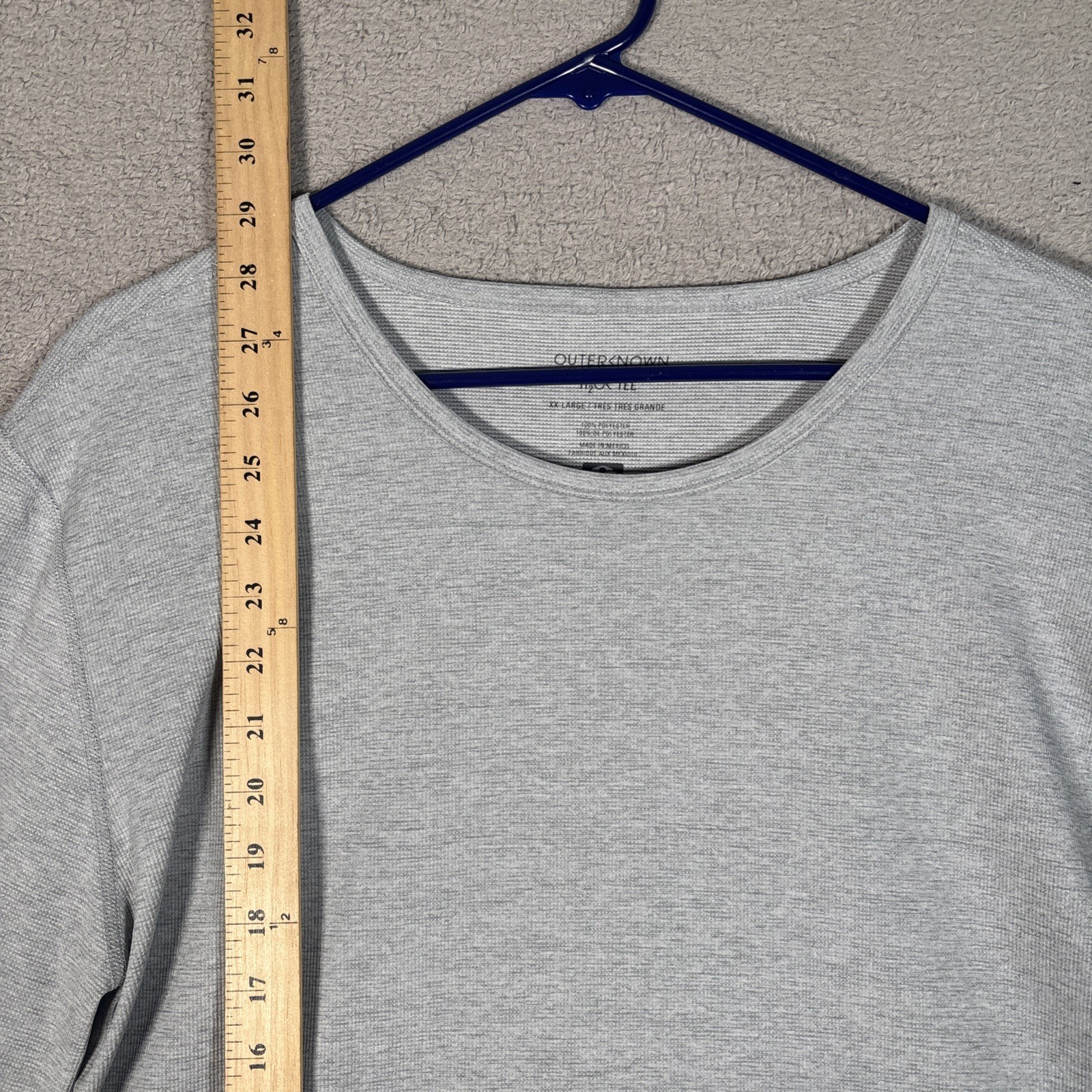 Outerknown H2OK Tee Shirt Mens Size 2XL Gray Waffle Textured Long Sleeve UPF 30+ gallery
