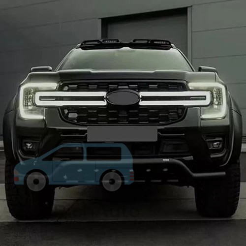 Fit Ford Ranger T9 2023 2024 24+ Front Mesh Grille Grid Front Bumper with Light