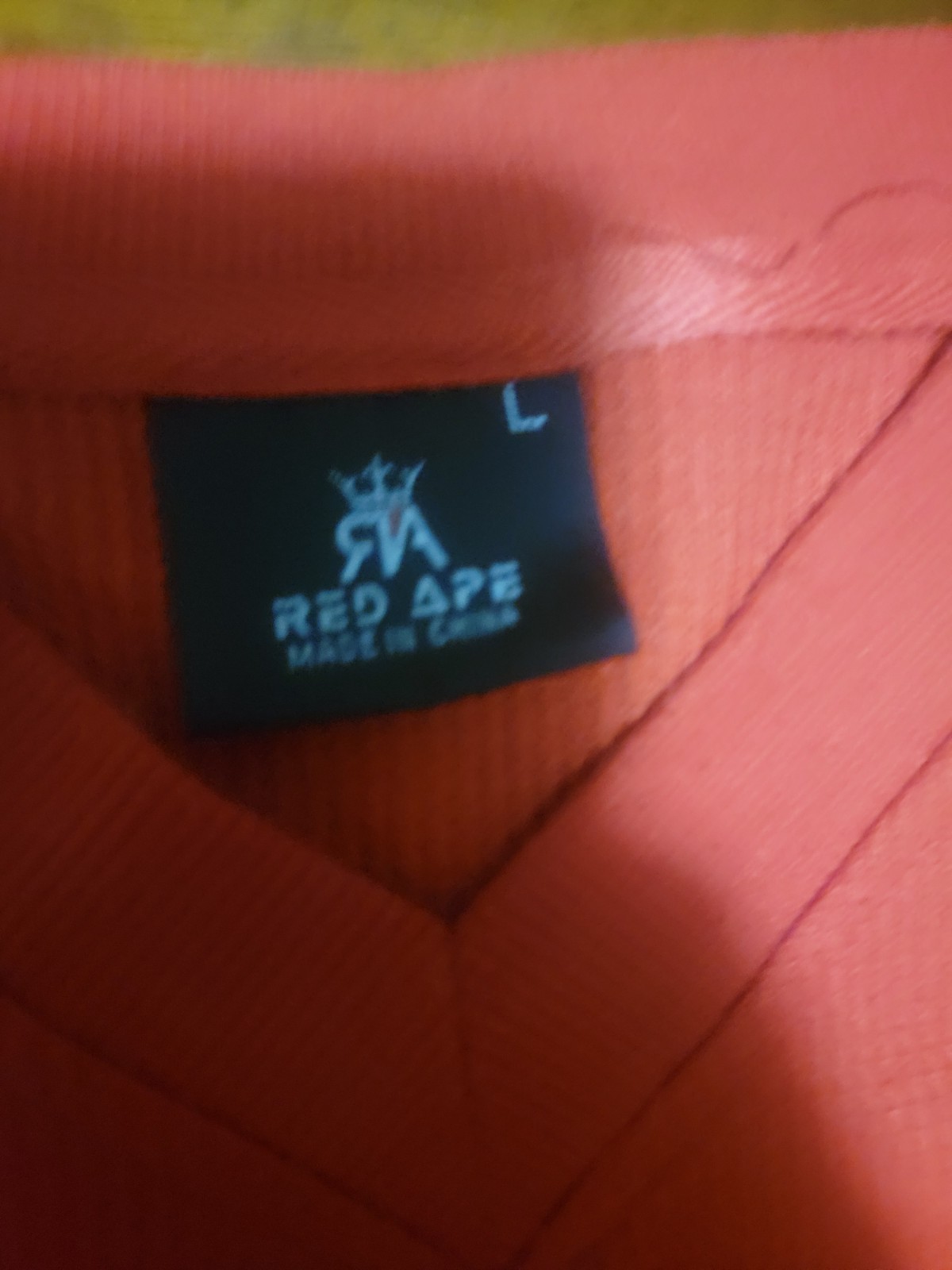 Red Ape Men's Long Sleeve Shirt Size L Coral Red "R" Patch Logo Ribbed Texture gallery