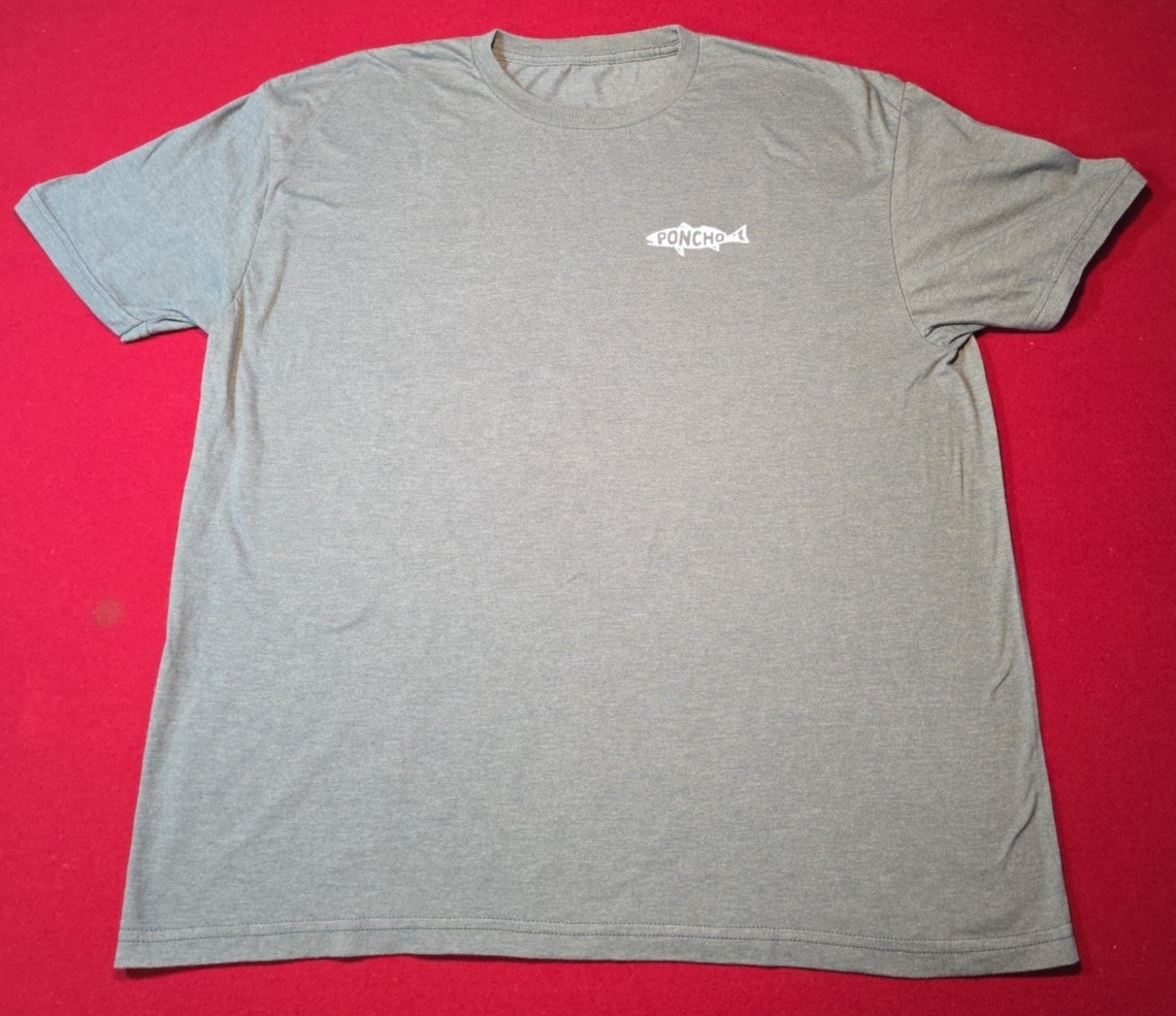 Poncho Outdoors Fishing T-Shirt Mens XL Gray Short Sleeve Cotton Blend Crewneck gallery