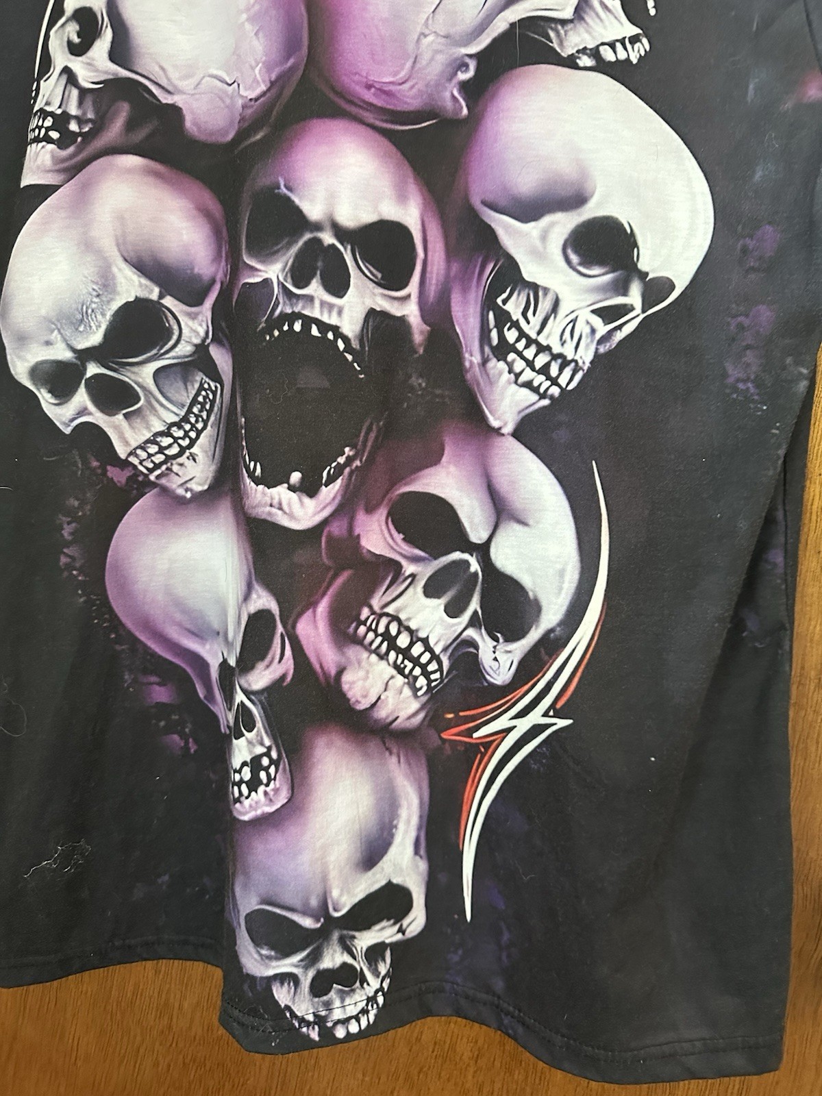 Skulls Shirt Black Purple Grunge Goth Graphic Horror Tee Shirt XL Men’s Woman’s gallery