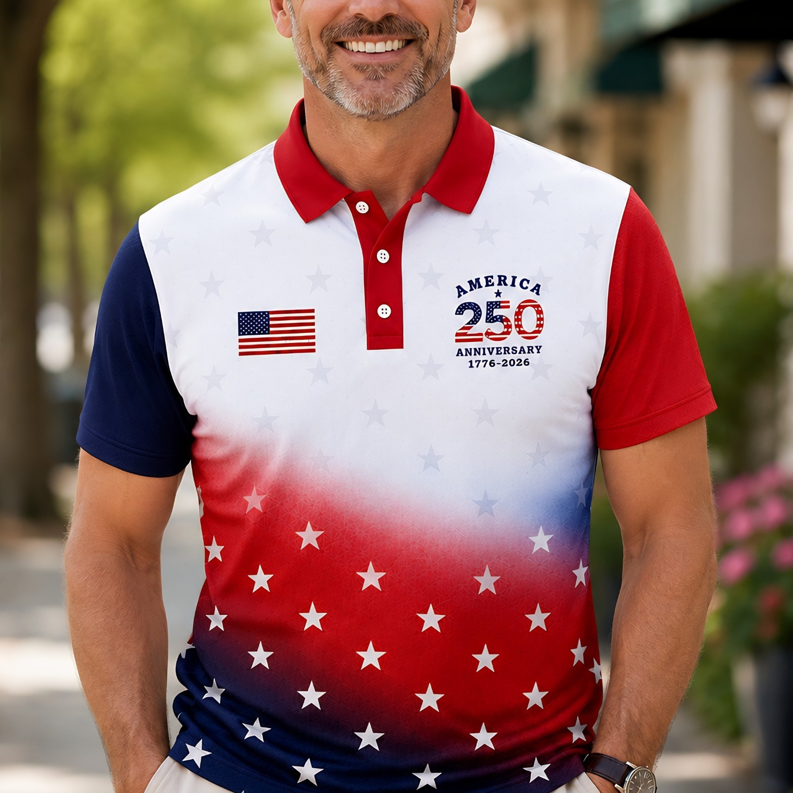 250 Years Of Freedom Patriotic Golf Shirt, Gradient 4th Of July Golf Polo(S-5XL) gallery