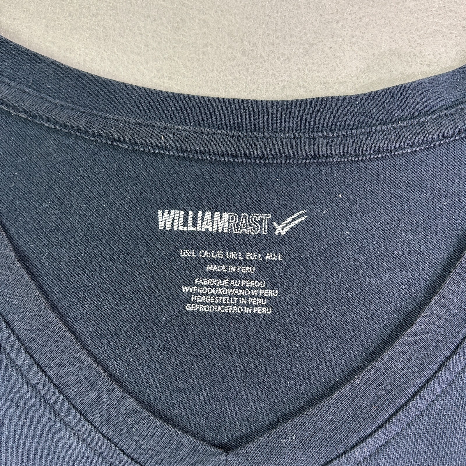 William Rast Men's T-shirt Large Navy Blue Short Sleeve V-neck Modal Tri Blend gallery