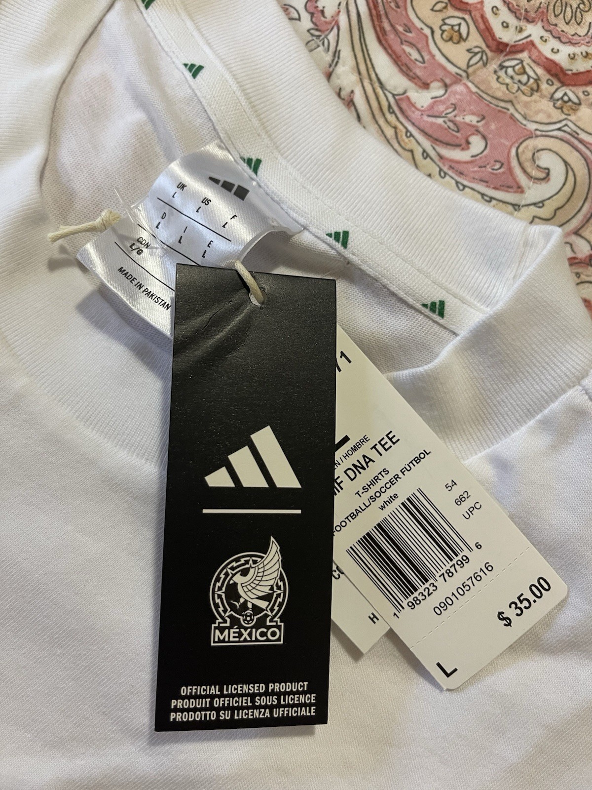 Adidas Large 2026 Mexico Soccer DNA Tee Shirt White Green JZ6471 NWT gallery