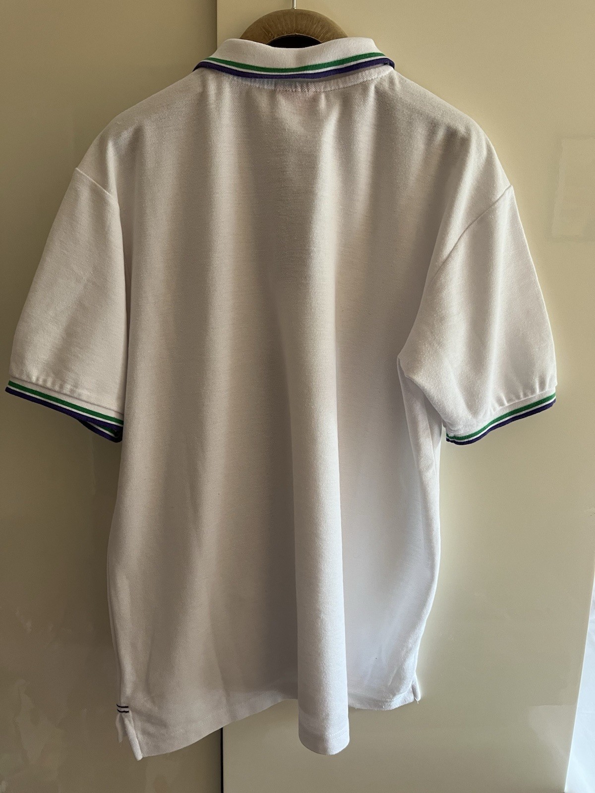 SLAZENGER Men’s Size L White Polo Green Purple Trim Short Sleeve Cotton T-shirt gallery