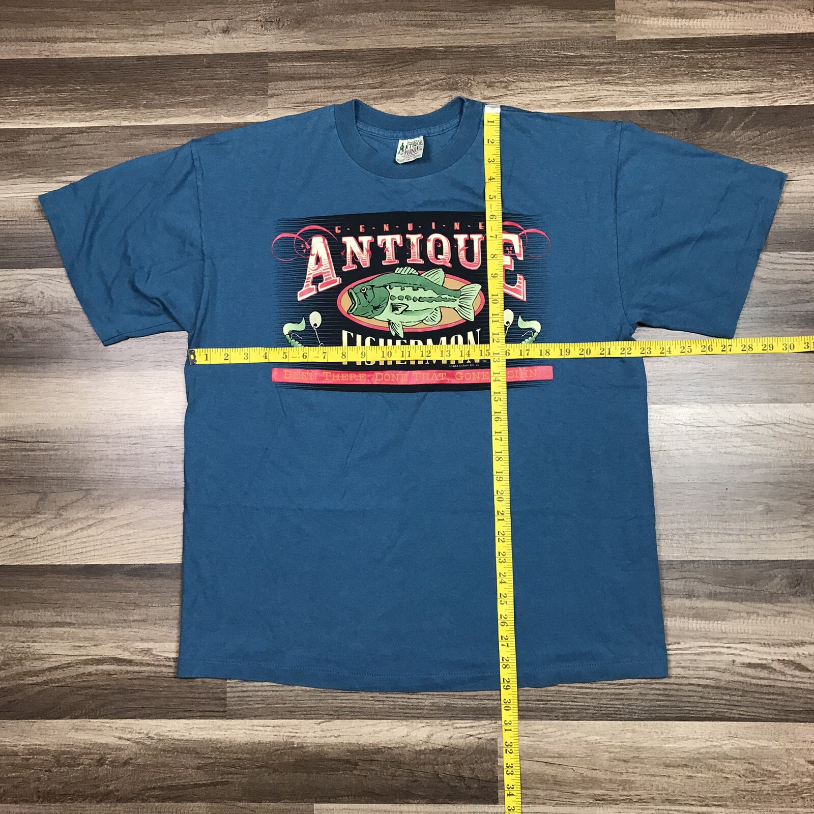 Vintage Genuine Antique Fisherman Shirt Adult Sz XL Blue 90's Single Stitch VTG gallery