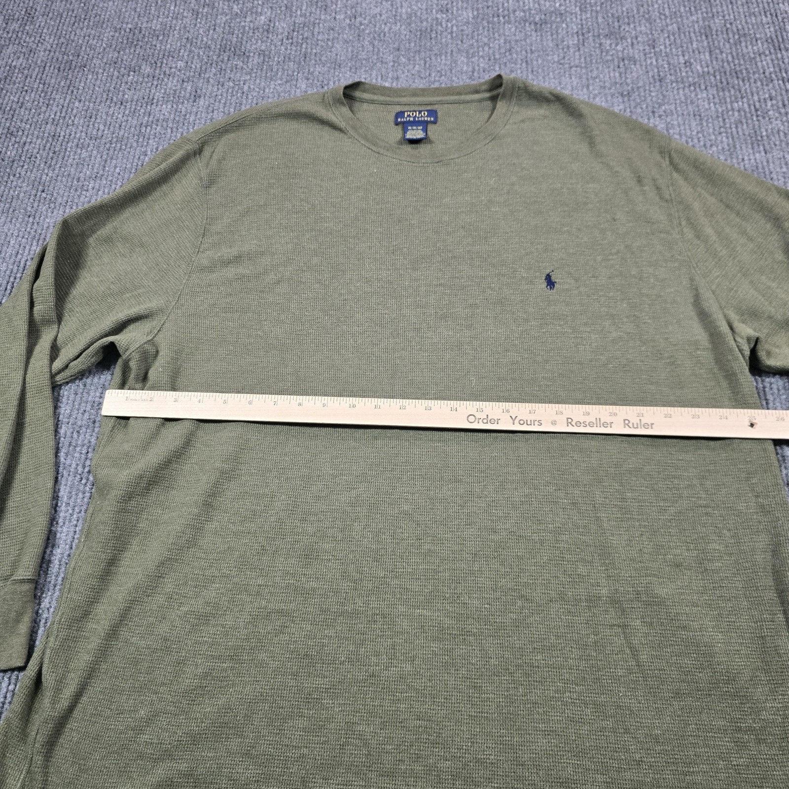 Polo Ralph Lauren Shirt Mens 4X Green Long Sleeve Waffle Crewneck Pony Logo gallery