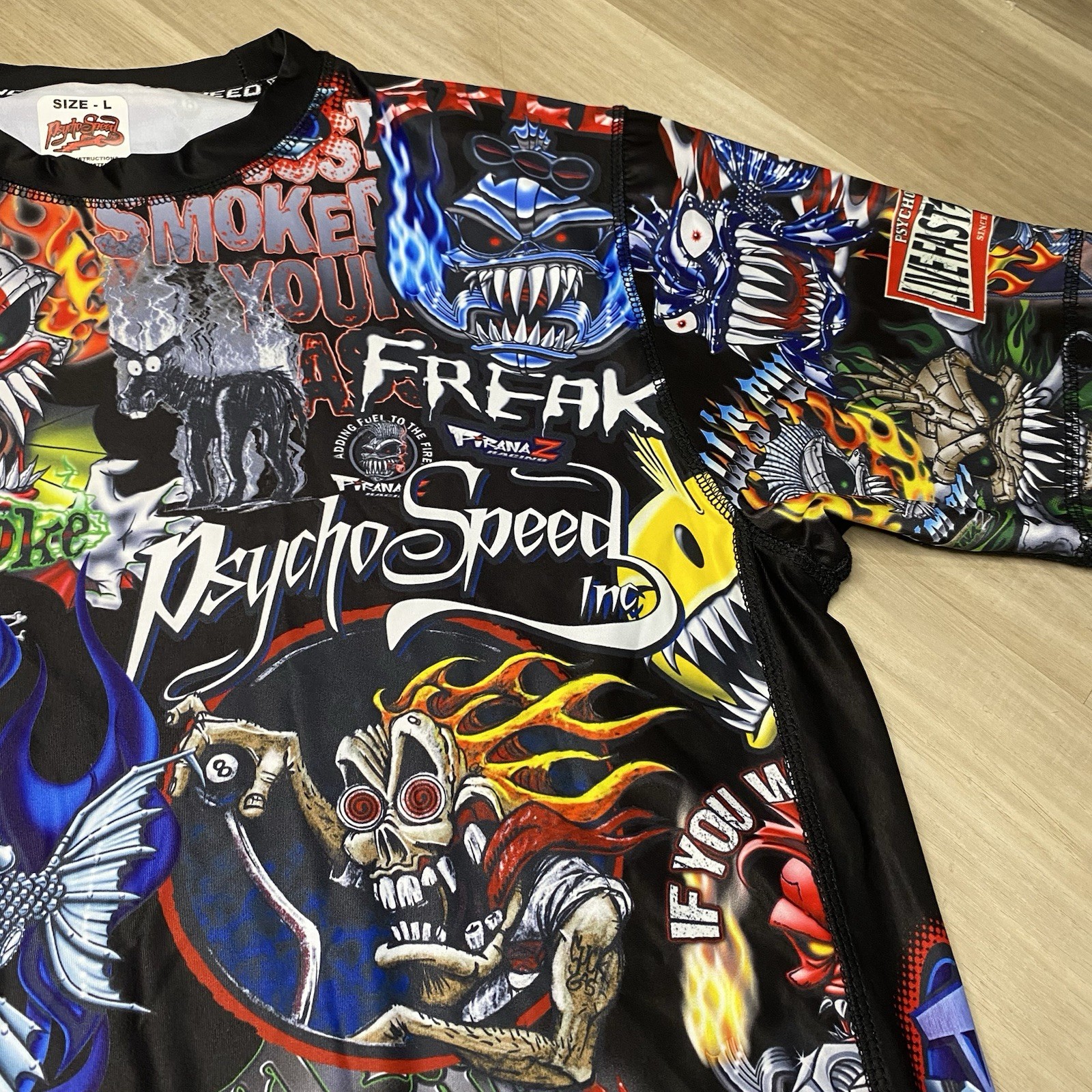 Psycho Speed Inc Piraniaz Racing Punk Men’s Shirt Large Multi Color gallery