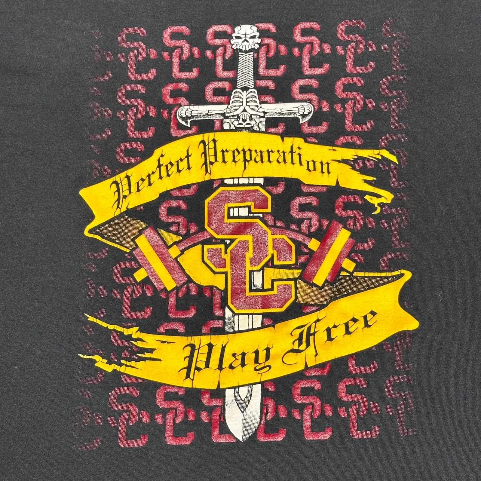 Vintage Y2K USC Trojans Pac10 Skull Graphic Tee Shirt Tribal Pac12 NCAA XL gallery