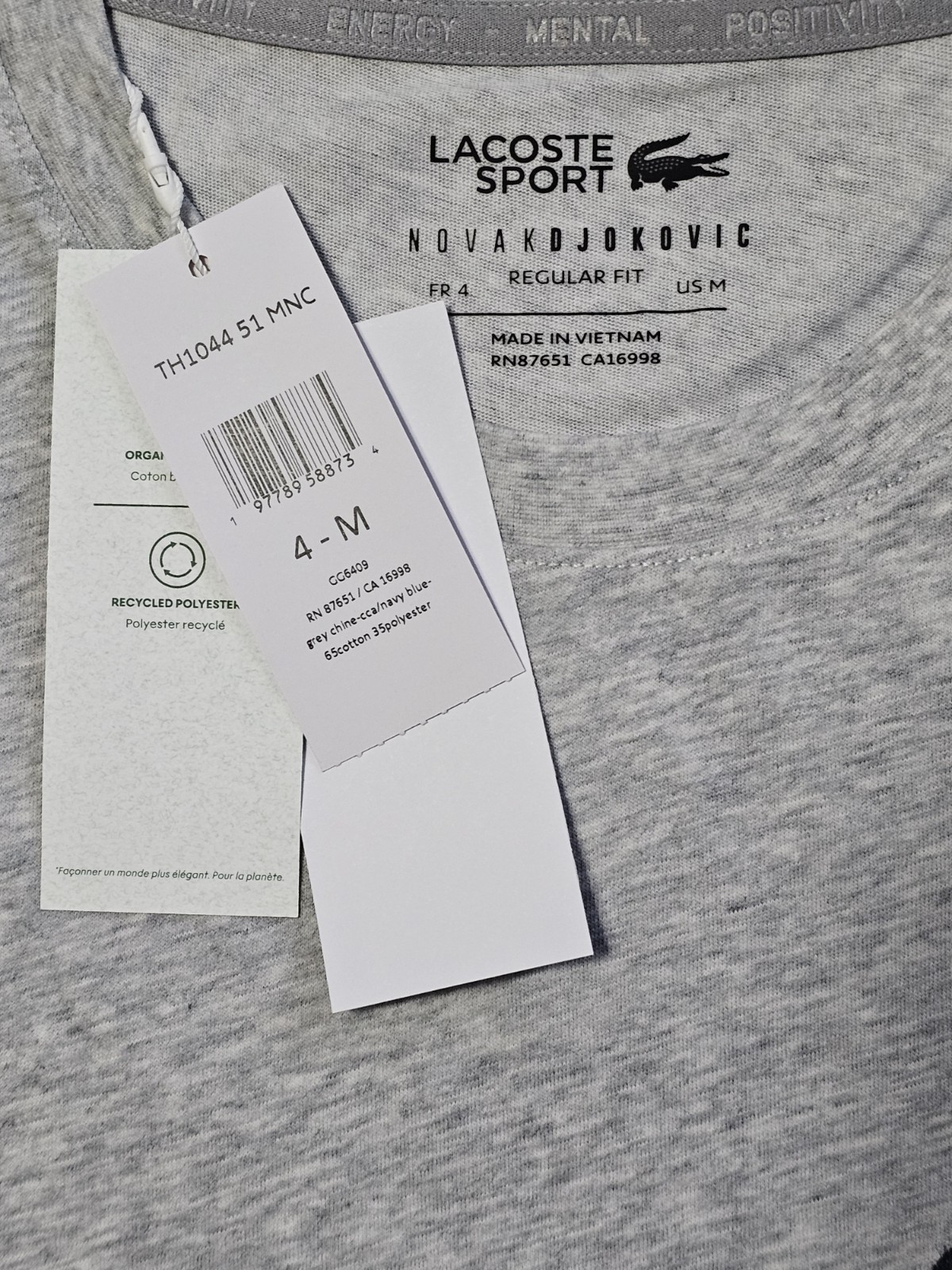 Lacoste x Novak Djokovic Men's Regular Fit Gray On Court T-shirt & Cap Medium gallery