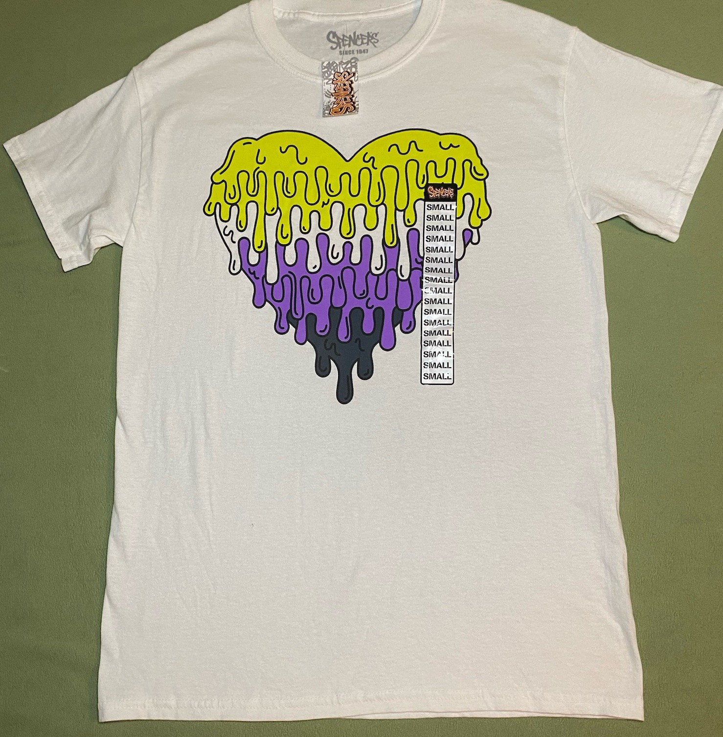 Spencers Non Binary Dripping Heart T-shirt Size Small NWT gallery