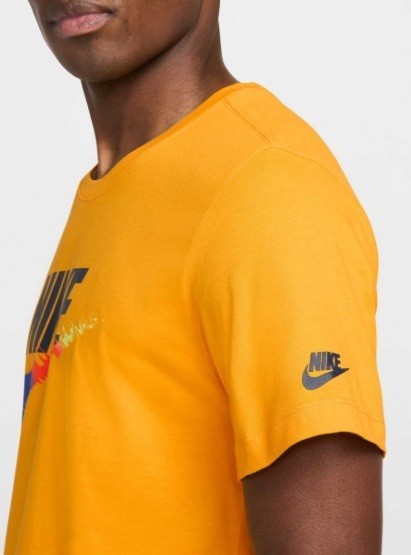Nike Men Sportswear Graphic Sz Large T-Shirt Yellow Gold Multi Color Swoosh New gallery