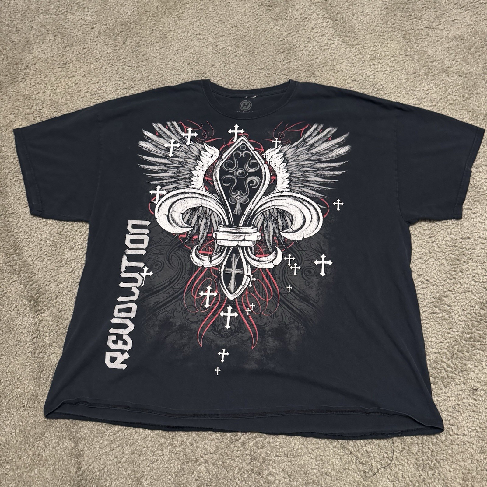 Y2K Revolution Grunge Cyber Skater Fleur De Lis Cross T-shirt 4XL gallery