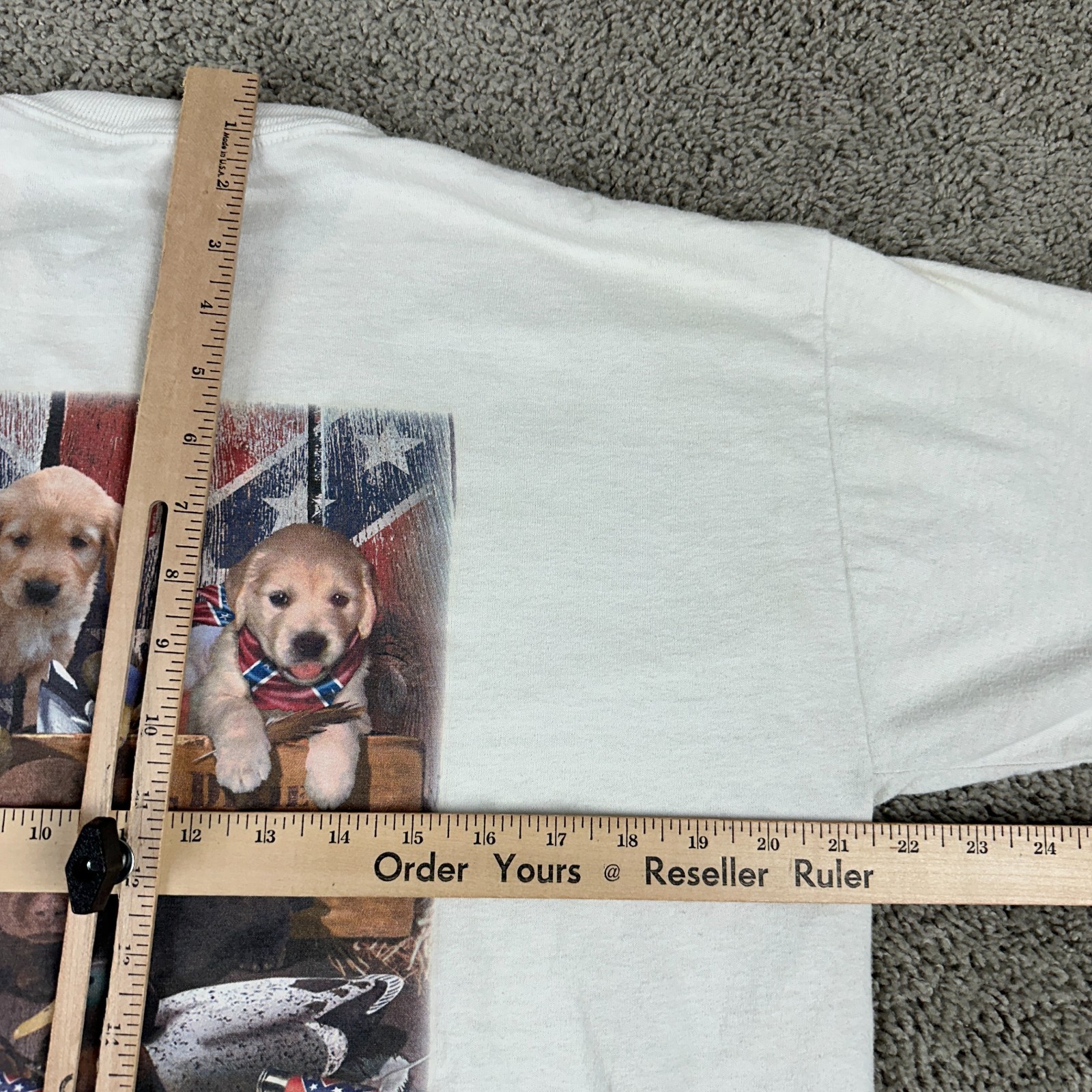 VINTAGE Dixie Classics Shirt Mens L White Red Puppies Rebel Short Sleeve READ gallery