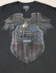 VTG Y2K MMA ELITE USA EAGLE SHIELD Men 2XL Black Cotton Graphic Print T-Shirt