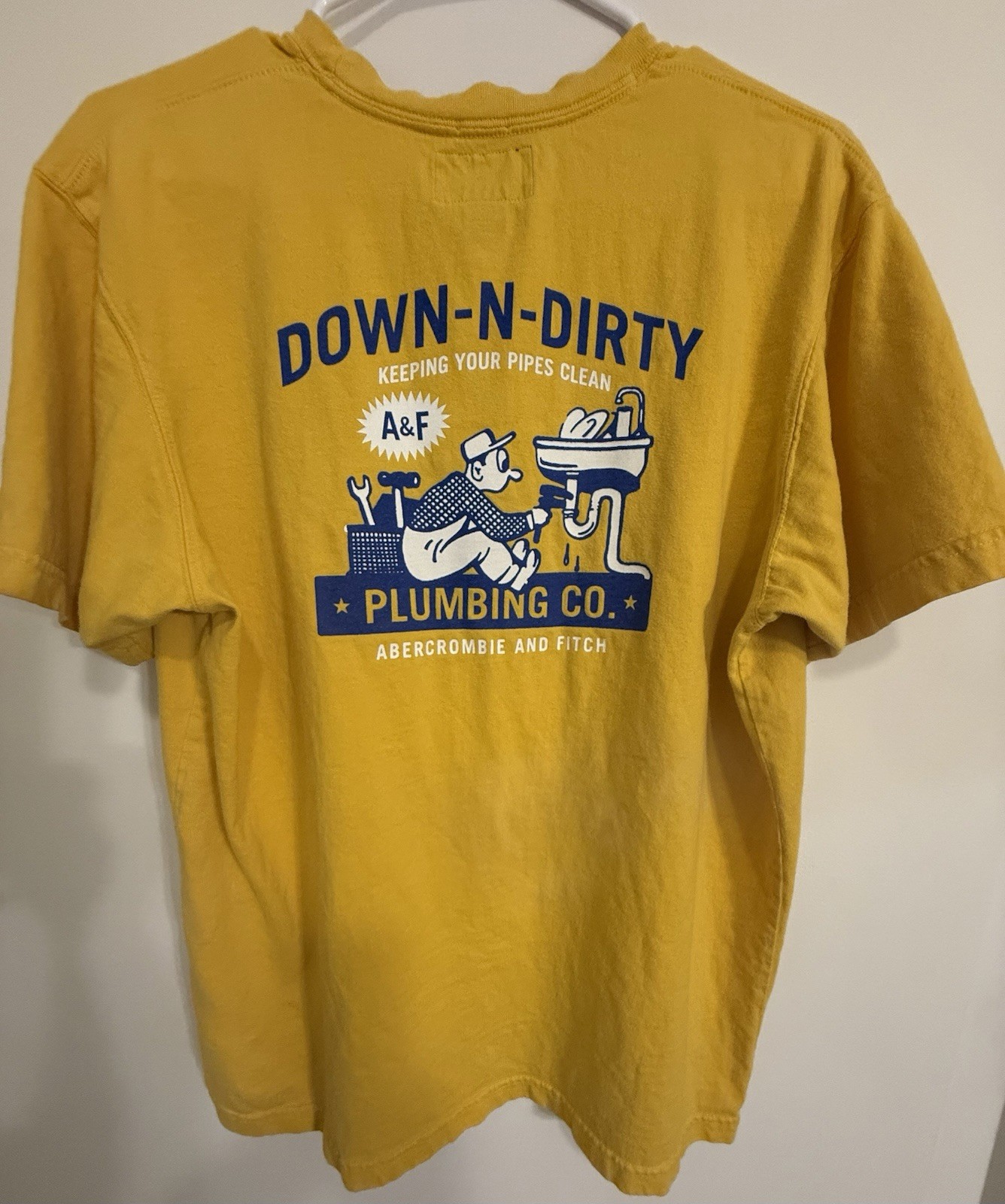 Abercrombie Fitch A&F Vintage Y2K (Down N Dirty) Tee Shirt 🥚Yolk Yellow XL🟡🔵 gallery