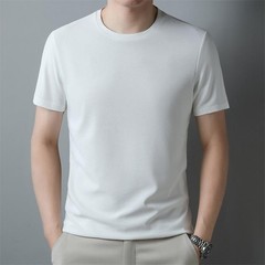 Summer High-End New Mulberry Silk Round Neck T-shirt Men’s Thin Pure Color Silk