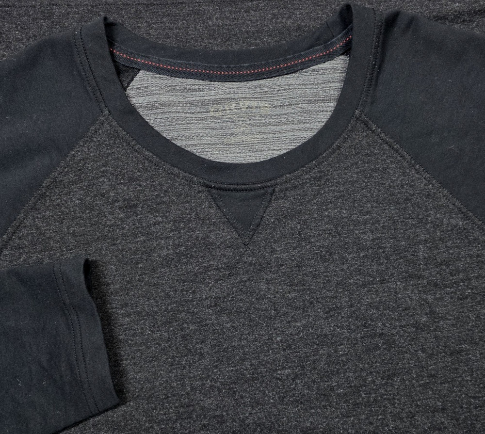 Orvis Men’s Crew Neck Raglan Long Sleeve T-shirt Two Tone Gray/Black Men’s 2XL