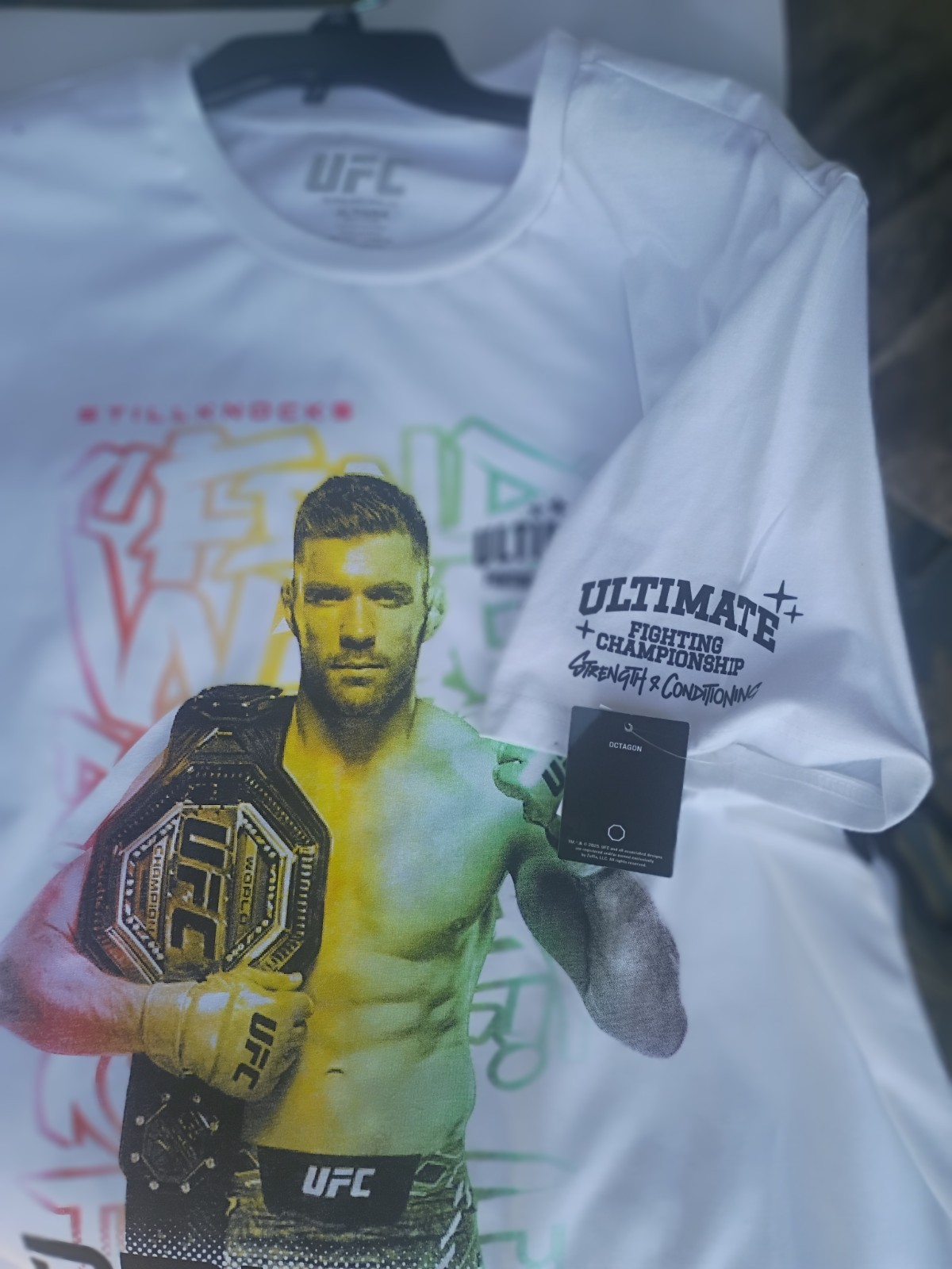 UFC Dricus Du Plessis Graphic T Shirt XL White Tee champion gallery