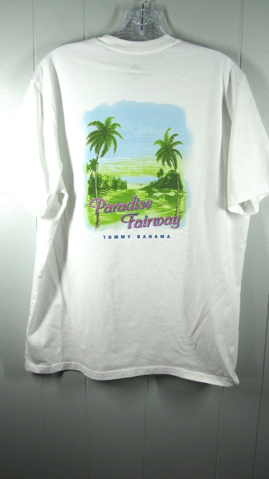 Tommy Bahama Shirt Men's M White Paradise Fairway Tee Logo on Front Golf Casual gallery