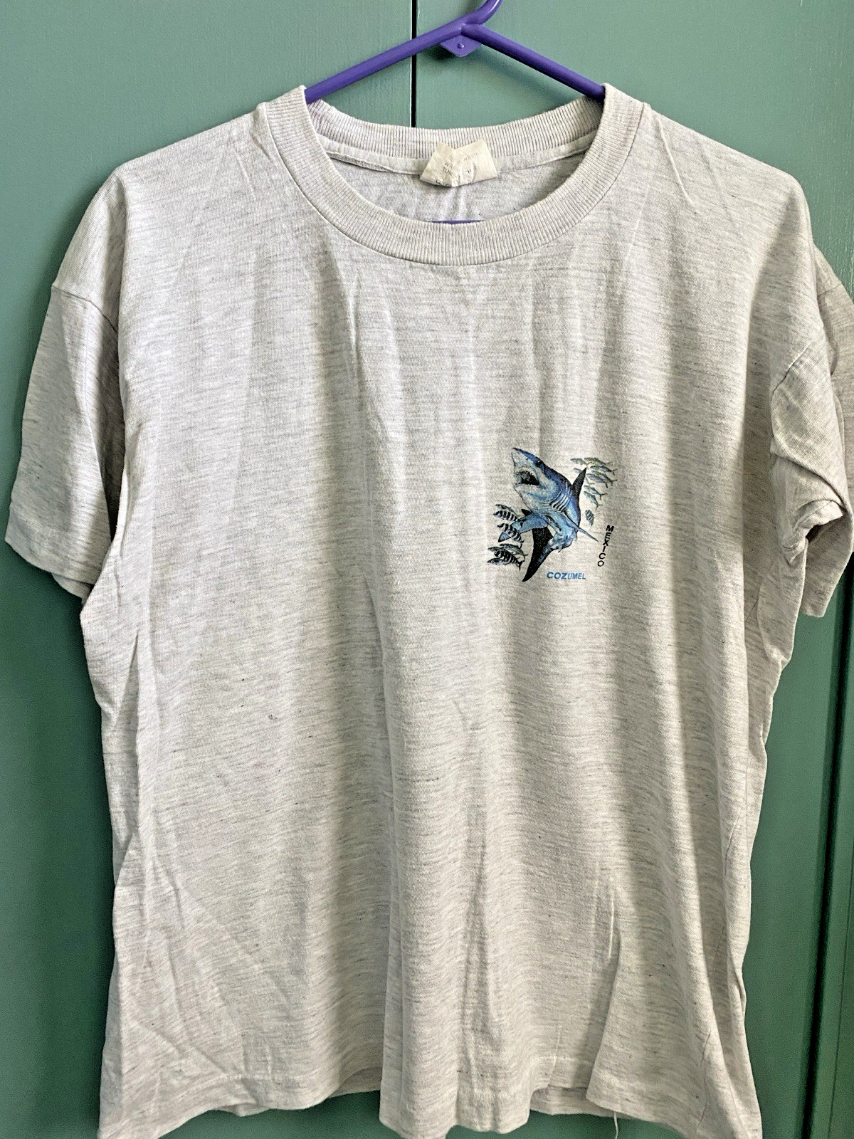 VTG COZUMEL MEXICO OCEAN GRAPHIC SHARK XL GRAY T-SHIRT