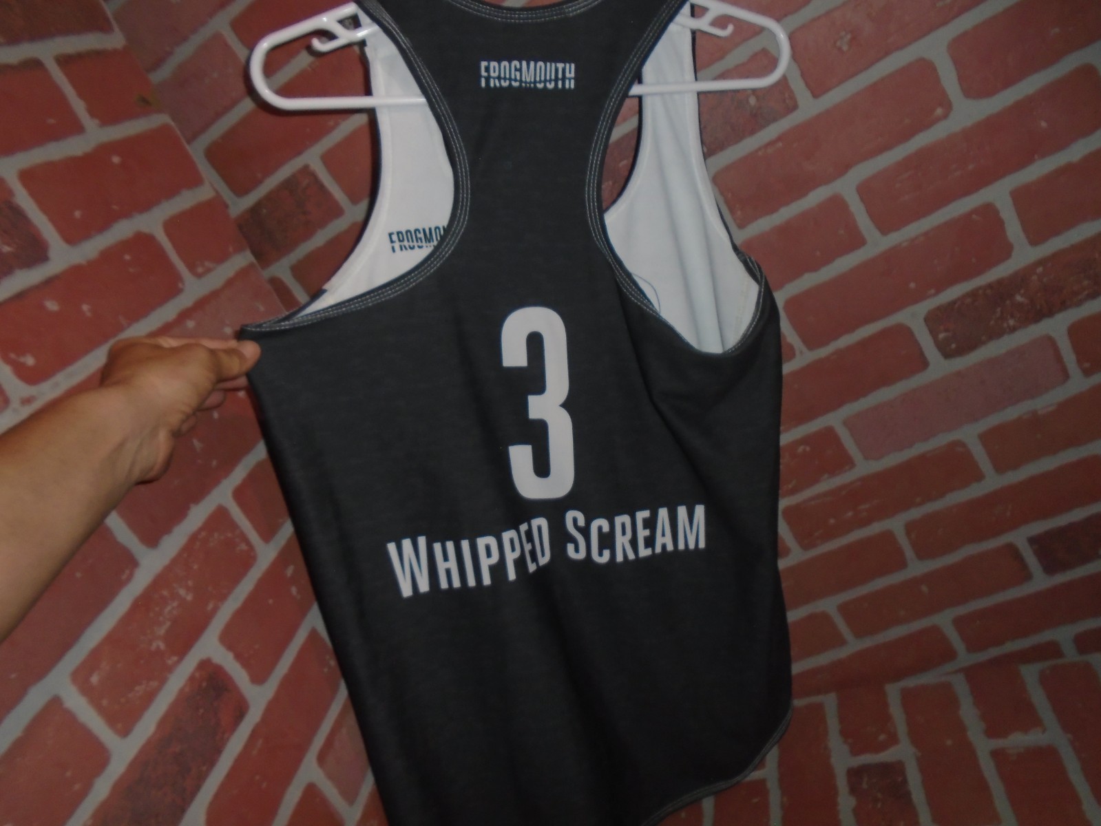 FROGMOUTH "#3 WHIPPED CREAM"REVERSIBLE JERSEY TANK-ADULT SIZE-SEE PICTURES gallery