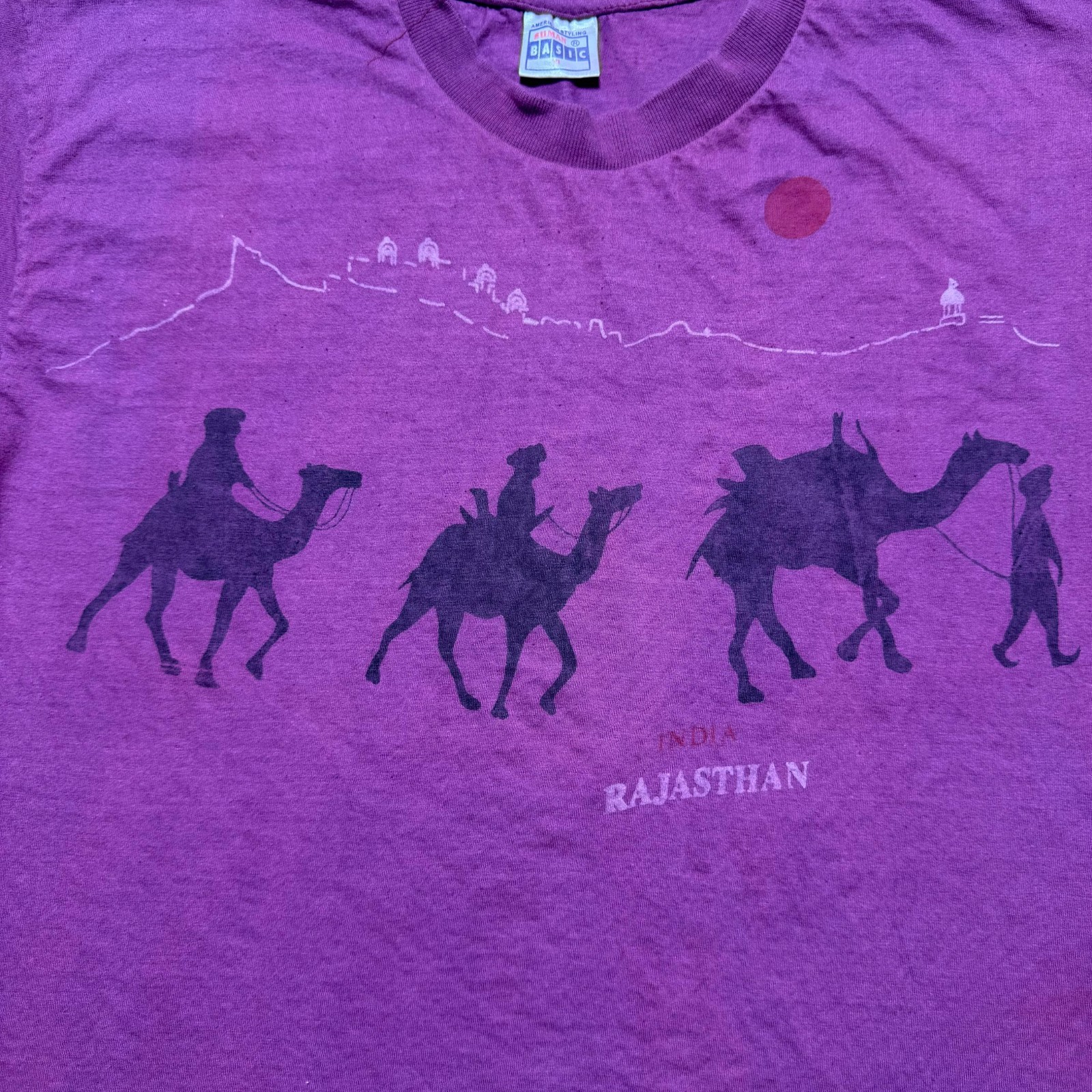 Vintage 80s 90s Rajasthan India Camel Thar Desert Tourist AOP Souvenir Shirt XL gallery