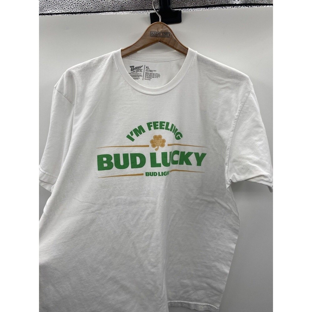 Bud Light I’m Feeling Bud Lucky Mens X-Large Brew City Tee Shirt White