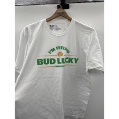 Bud Light I’m Feeling Bud Lucky Mens X-Large Brew City Tee Shirt White