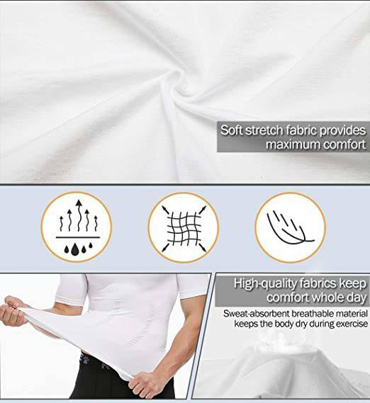 Men T-shirt Male Body Shaper Compression Shapewear Fitness Tummy Control Vest US gallery