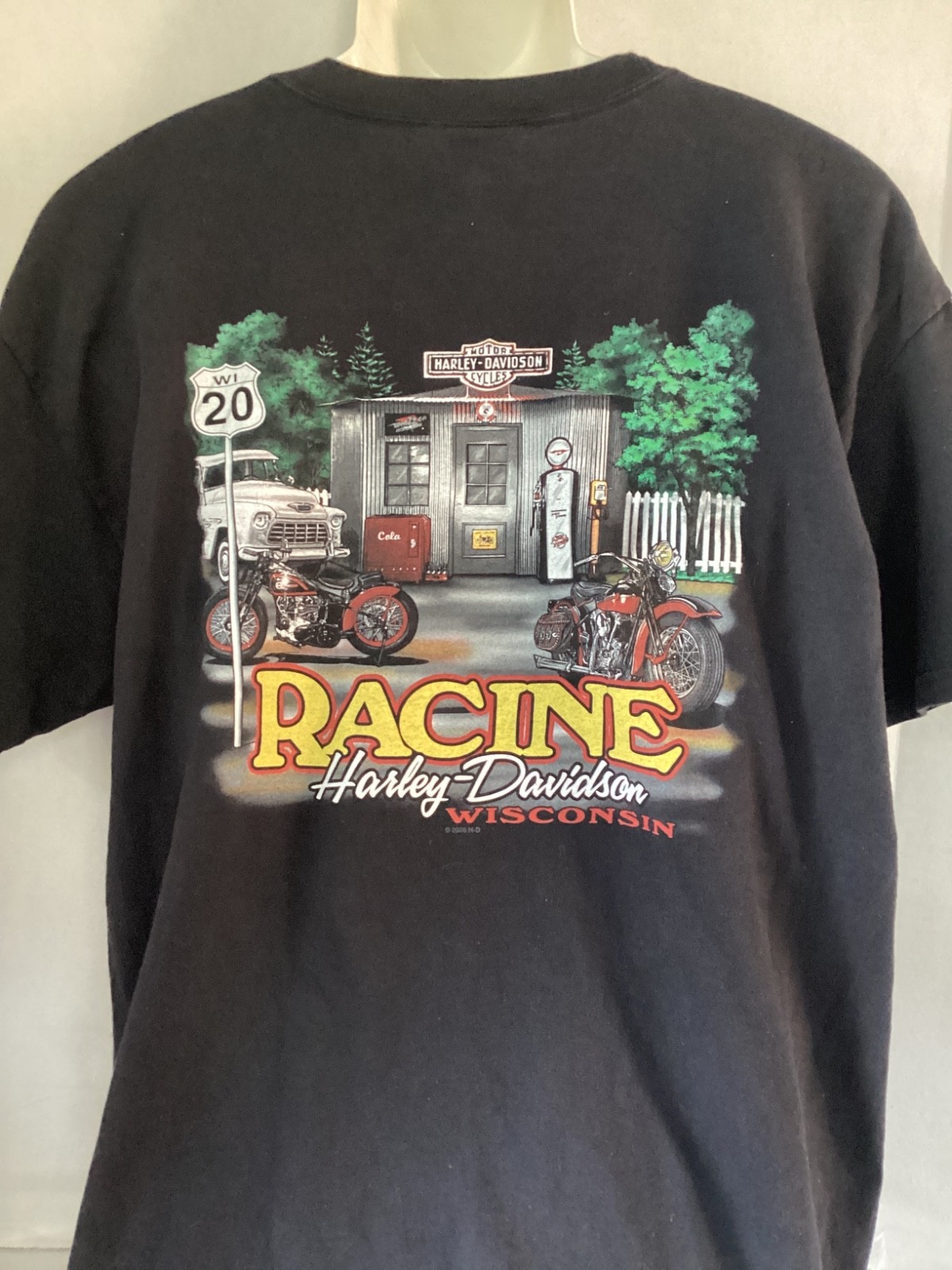 Harley Davidson Racine Wisconsin Mens black 2 sided T shirt XL 105 yrs 1903-2008 gallery