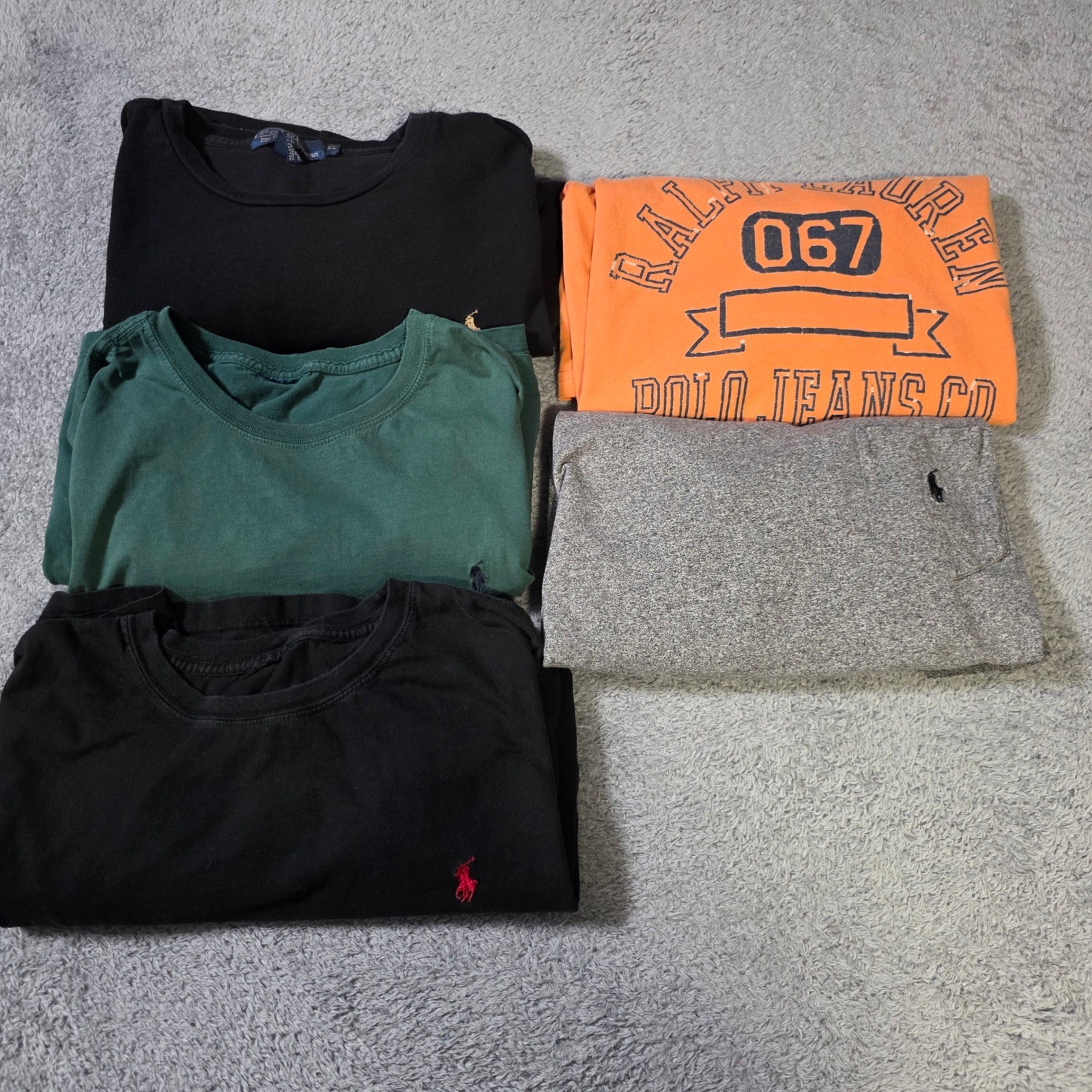 Ralph Lauren Mens XL x1 XXL T-Shirt Bundle Black Grey Green Orange Graphic Pony