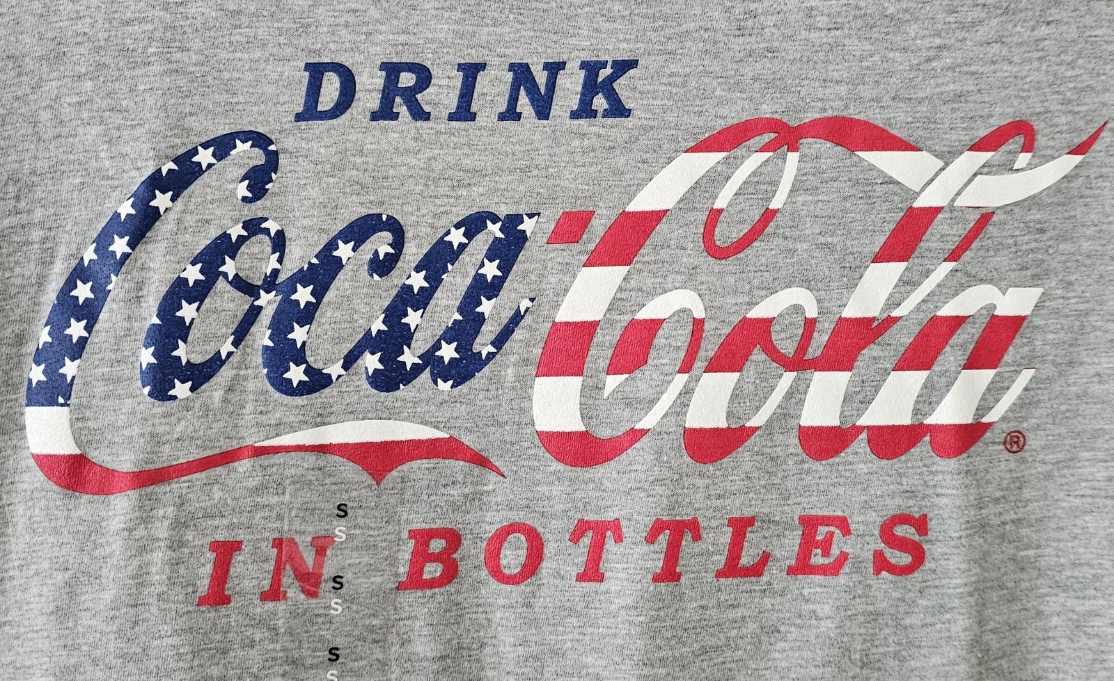 Coca Cola Patriotic American Flag Graphic Gray T-Shirt Small 4th of July NWT gallery