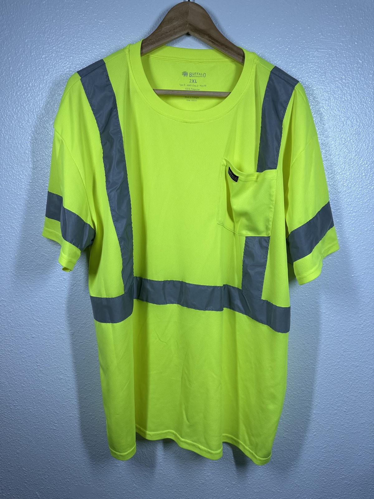 Buffalo Outdoors Safety Shirt Mens 2XL Yellow ANSI Class 2 Reflective Workwear gallery
