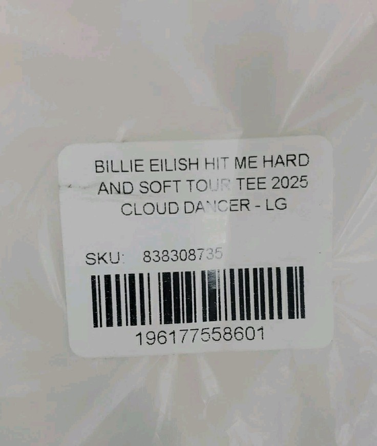 New Billie Eilish Hit Me Hard And Soft Tour Tee 2025 Cloud Dancer White Sz L gallery