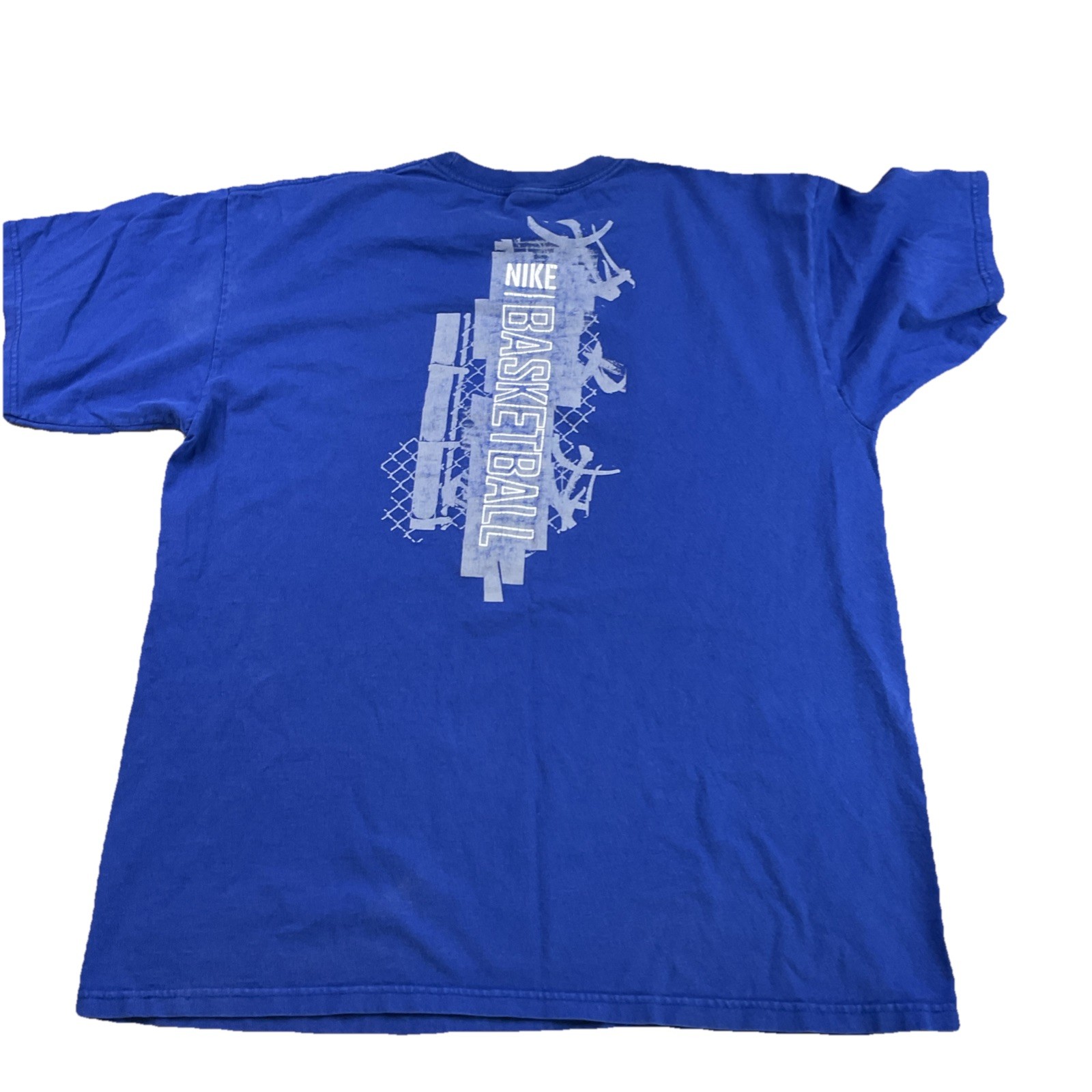 Vintage Nike T-Shirt Men Sz L Basketball Court Y2K Distressed Blue Crewneck gallery