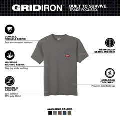 Milwaukee Men’s Medium Gray GRIDIRON Cotton/Polyester Pocket T-Shirt