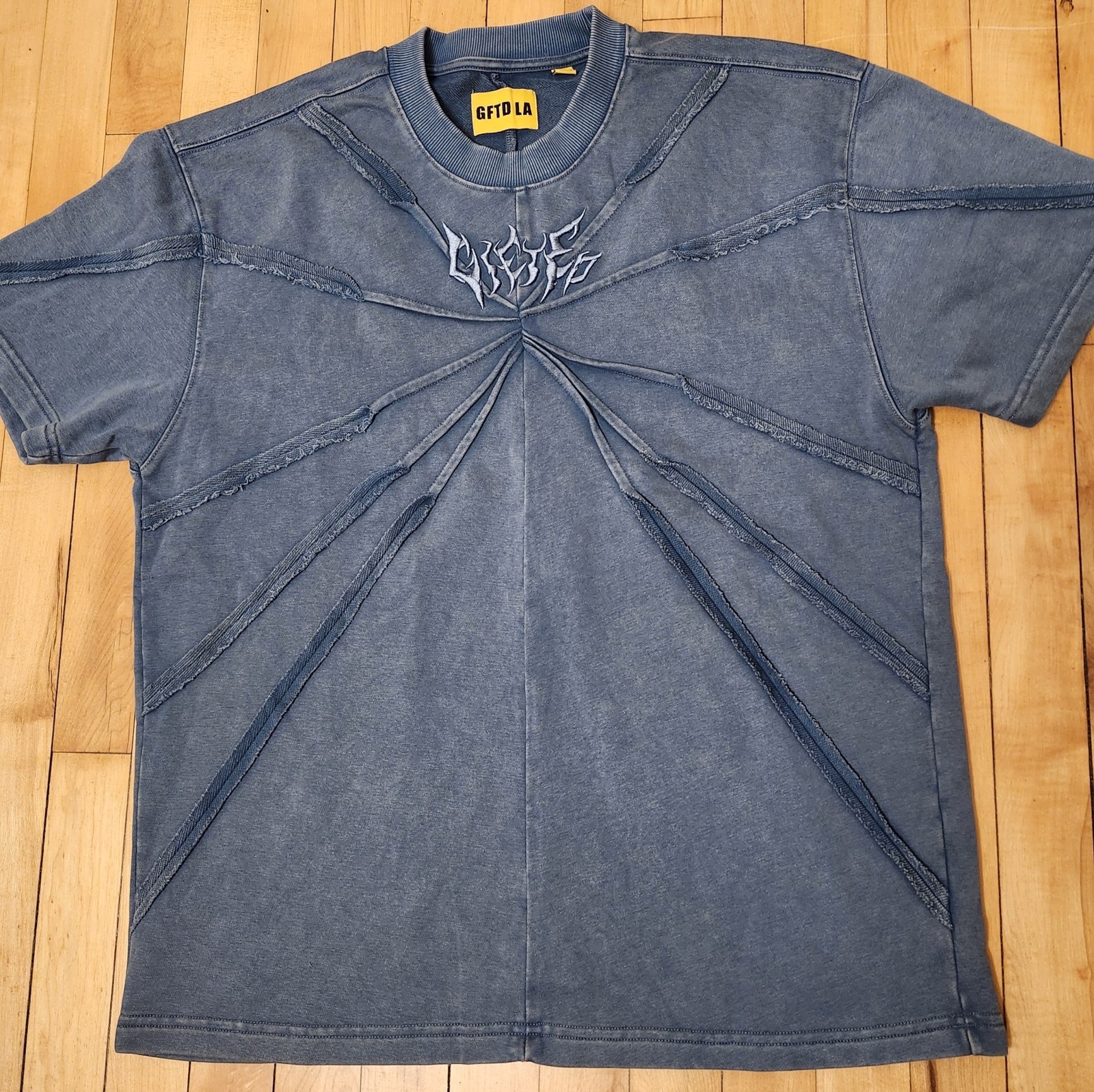 GFTD LA Men’s Blue Textured Front Web Tshirt-Great Quality Cotton Fabric - Small gallery