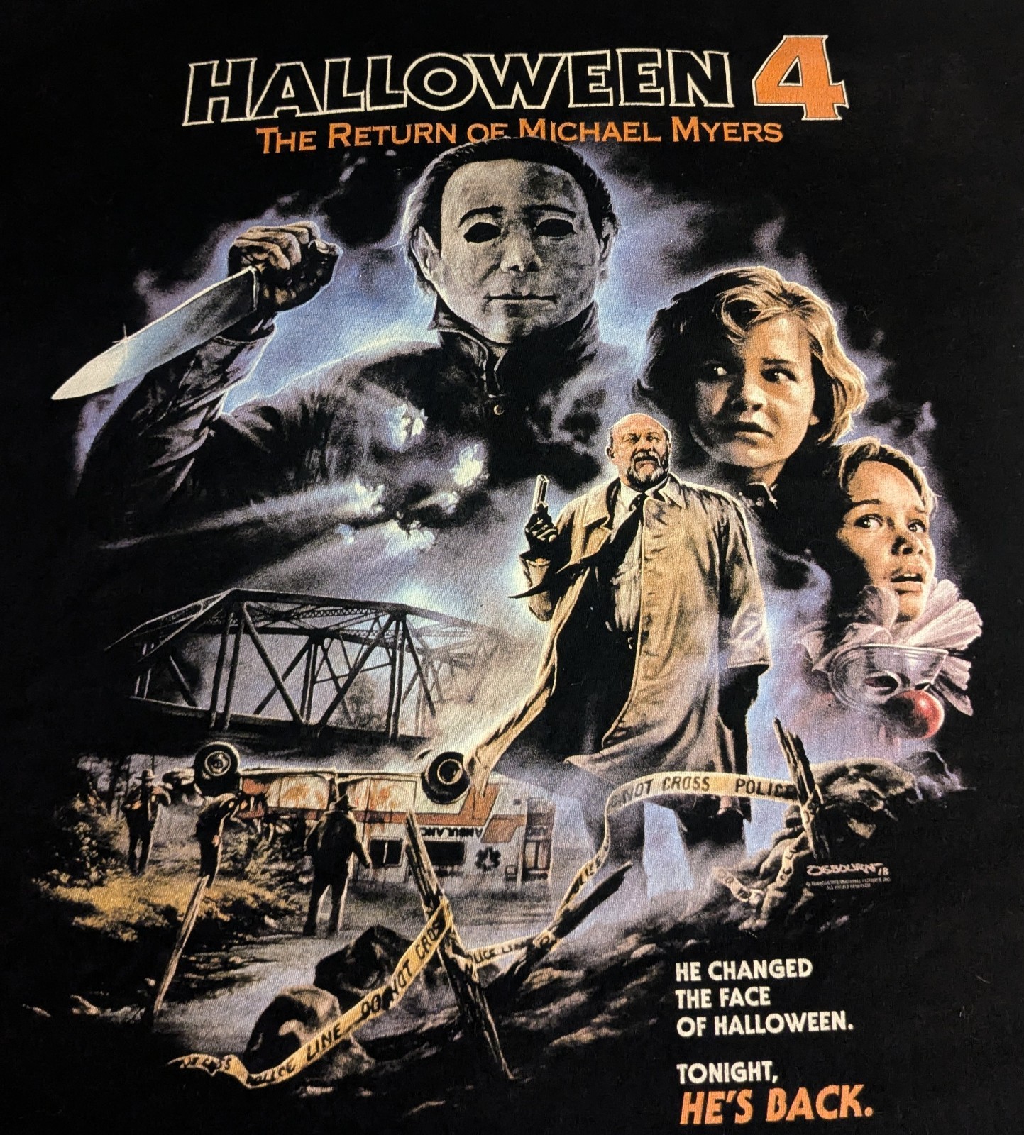 Halloween 4 horror movie T-shirt size XL fits like a Large Fright Rags customs gallery