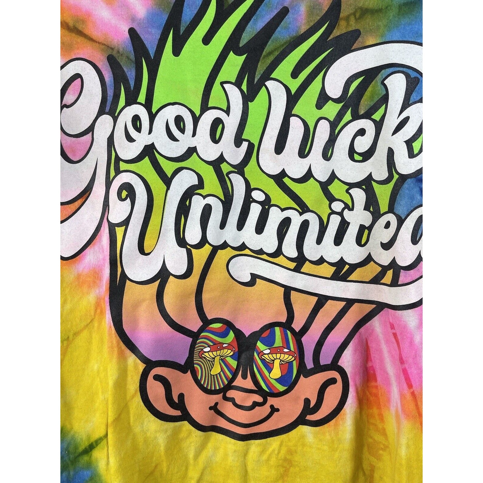Trolls Good Luck Unlimited Shirt Size Medium Tie Dye Good Luck Trolls Mushrooms gallery