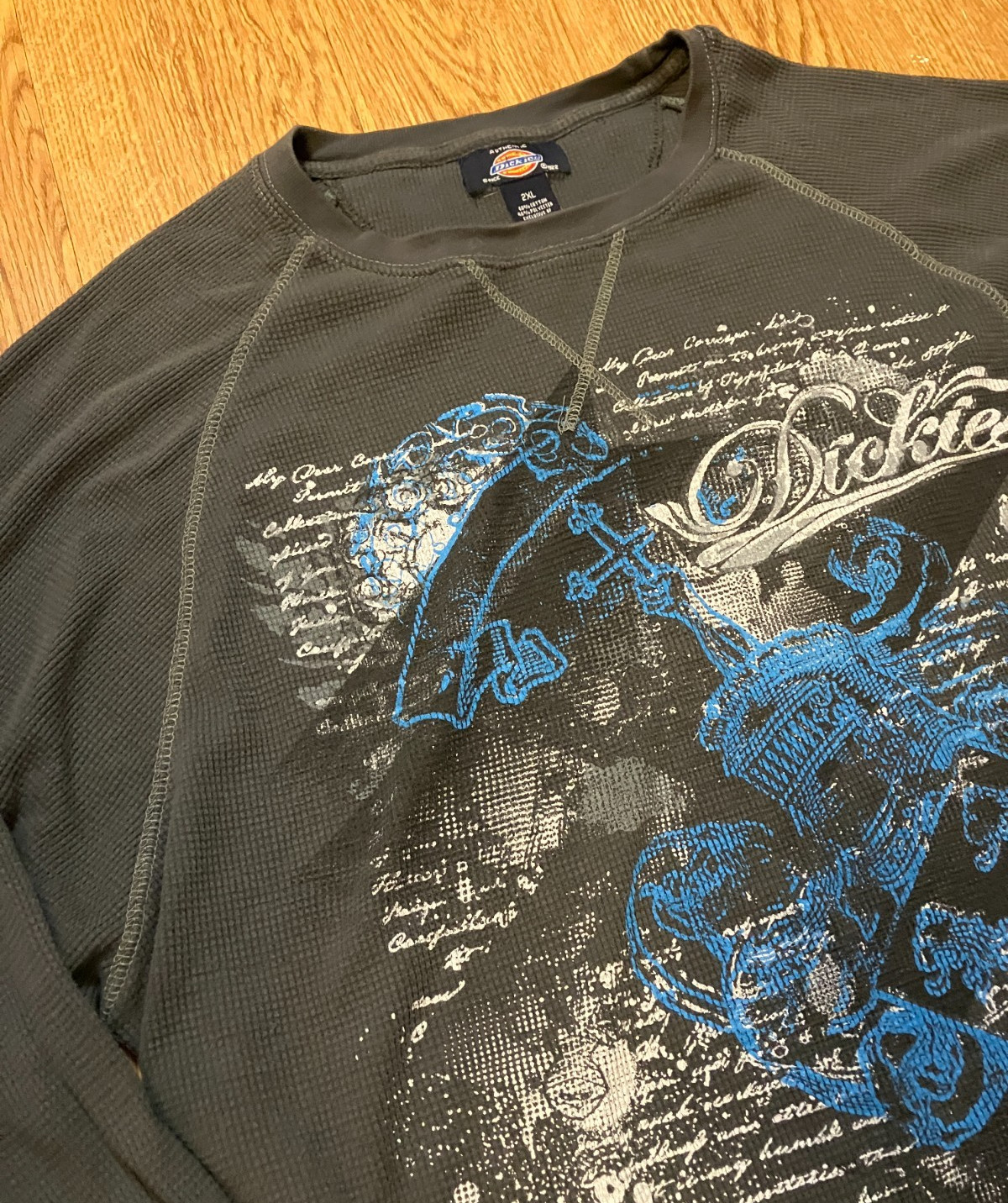 Vintage Y2K Dickies Thermal Long Sleeve Graphic Print Shirt Dark Gray Men’s 2XL gallery