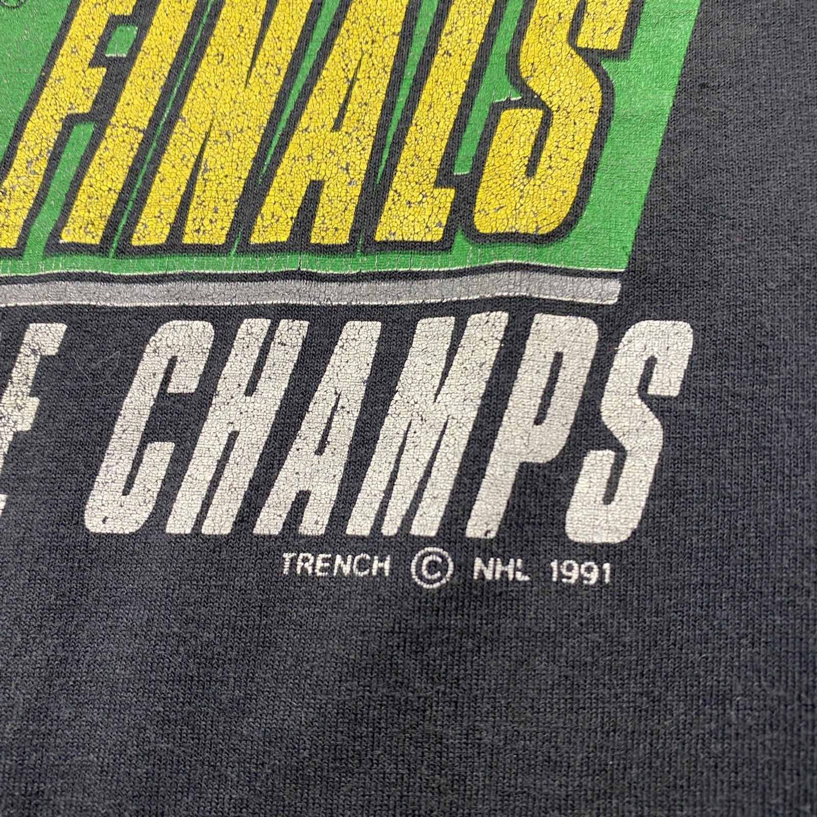Vintage Minnesota North Stars Shirt Mens L Black 90S NHL Hockey Champs USA 1991 gallery